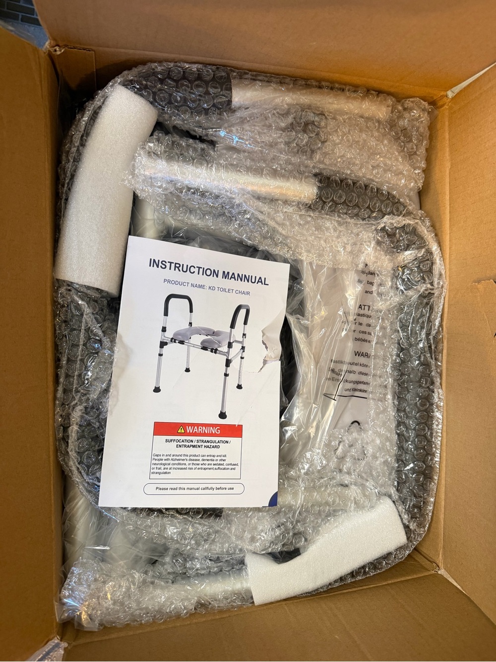 Toilet Seat Frame Commode with Armrests - Picture 2 of 3